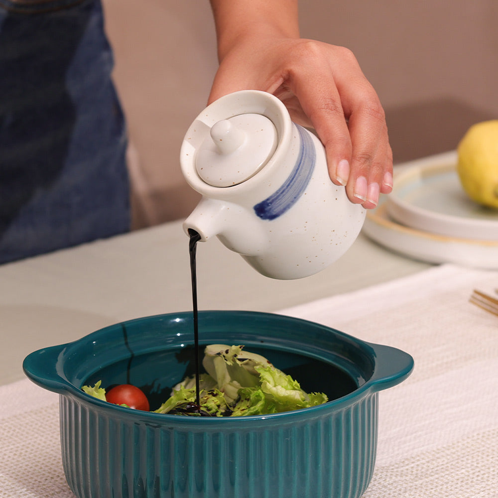 Seta Ceramic Condiment Dispenser - White Grey