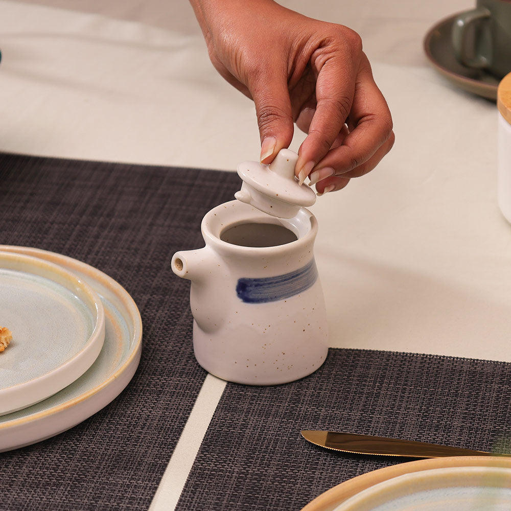 Seta Ceramic Condiment Dispenser - White Grey