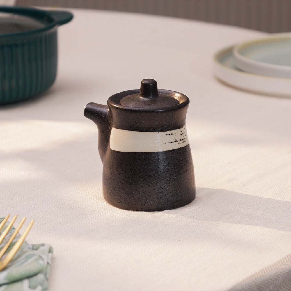 Seta Ceramic Condiment Dispenser - Black White