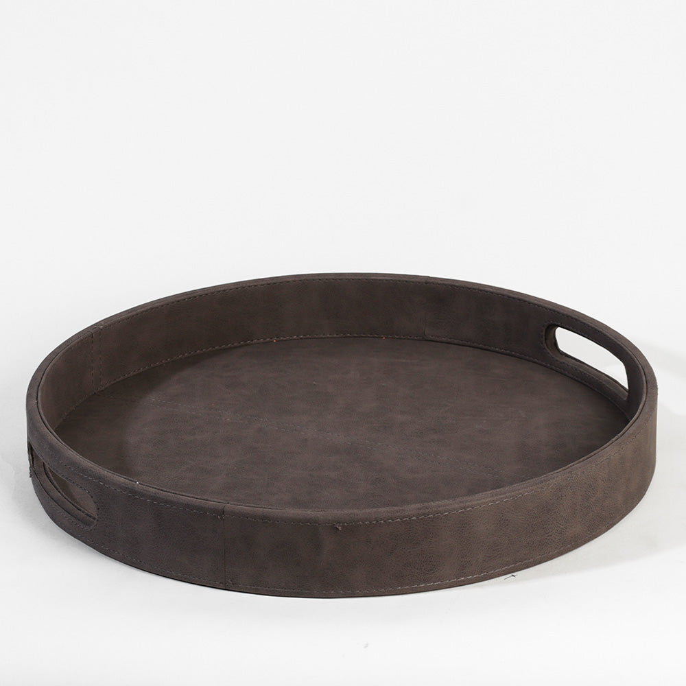Shalom Round Decorative Tray Large - Charcoal