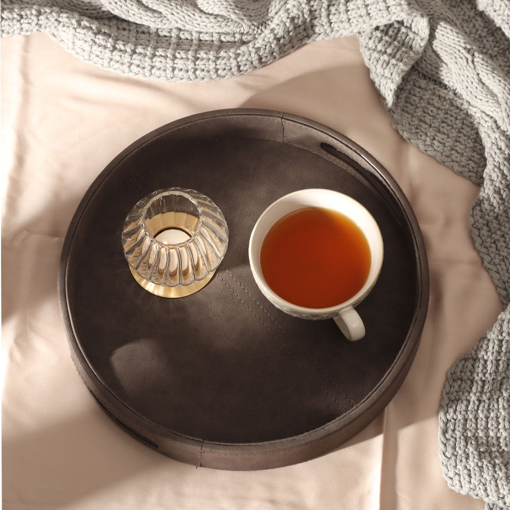 Shalom Round Decorative Tray Small - Charcoal