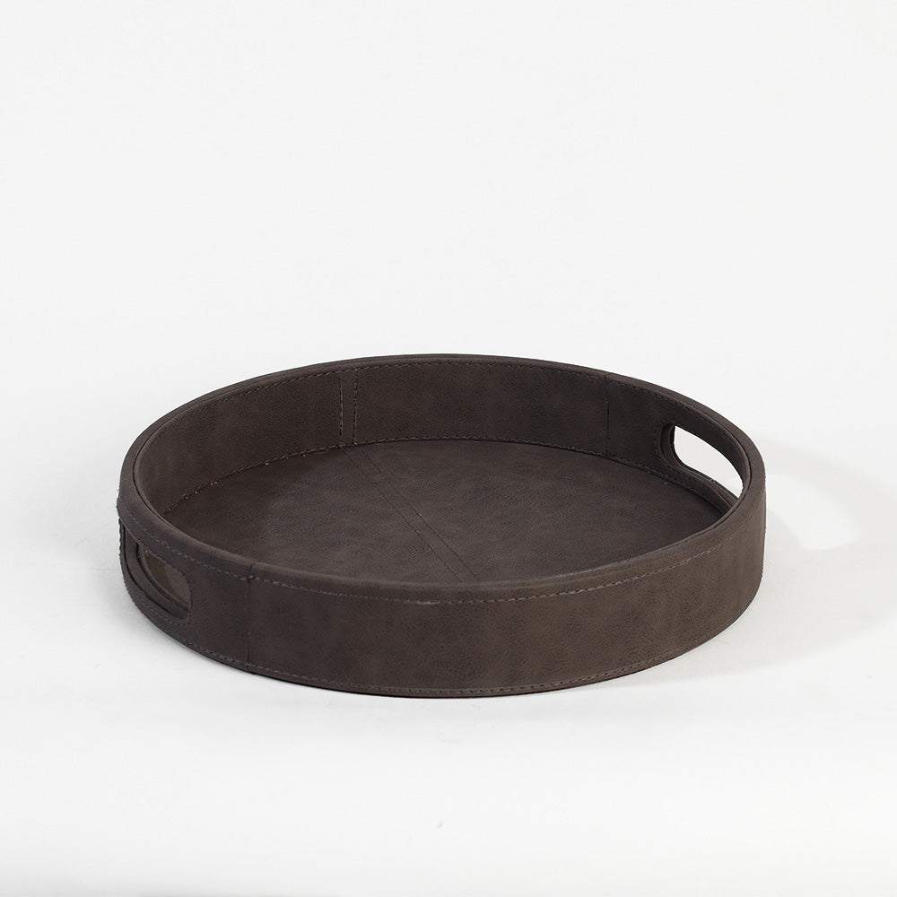 Shalom Round Decorative Tray Small - Charcoal