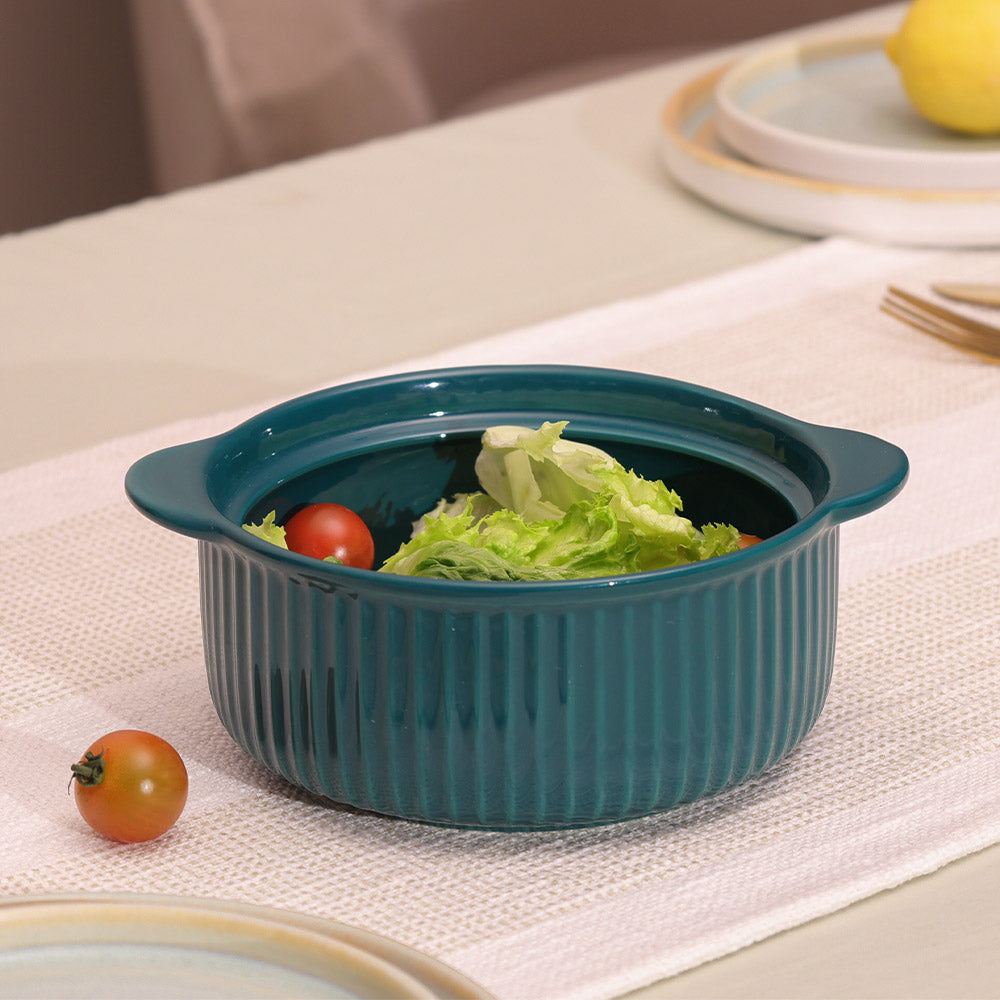 Shire Ceramic Serving Pot with Glass Lid - Dark Green