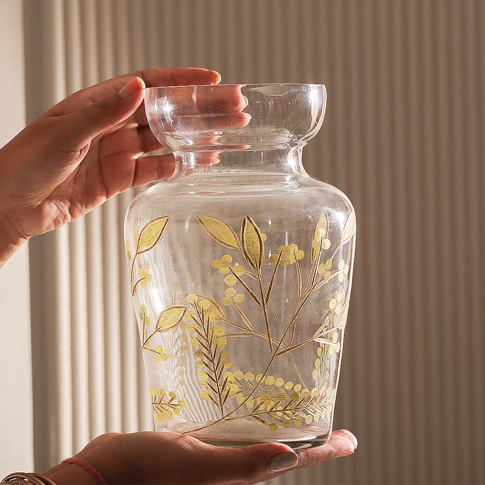 Silva Glass Vase Medium - Green Gold