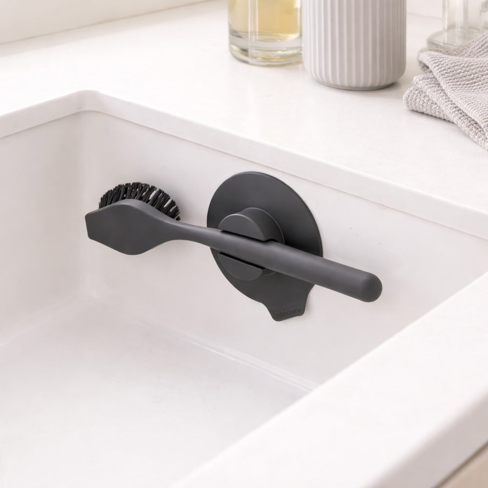 SinkSide Dish Brush with Suction Holder - Grey