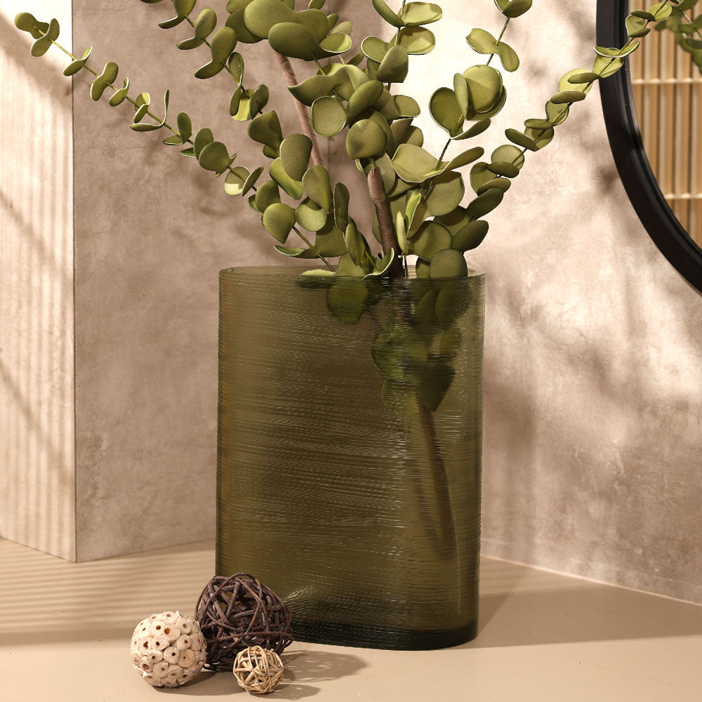 Sirocco Asymmetric Glass Vase Tall - Moss Green