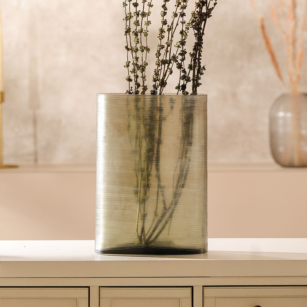 Sirocco Asymmetric Glass Vase Tall - Moss Green