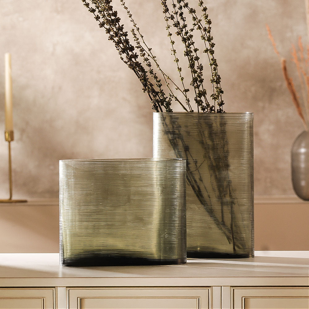 Sirocco Asymmetric Glass Vase Tall - Moss Green