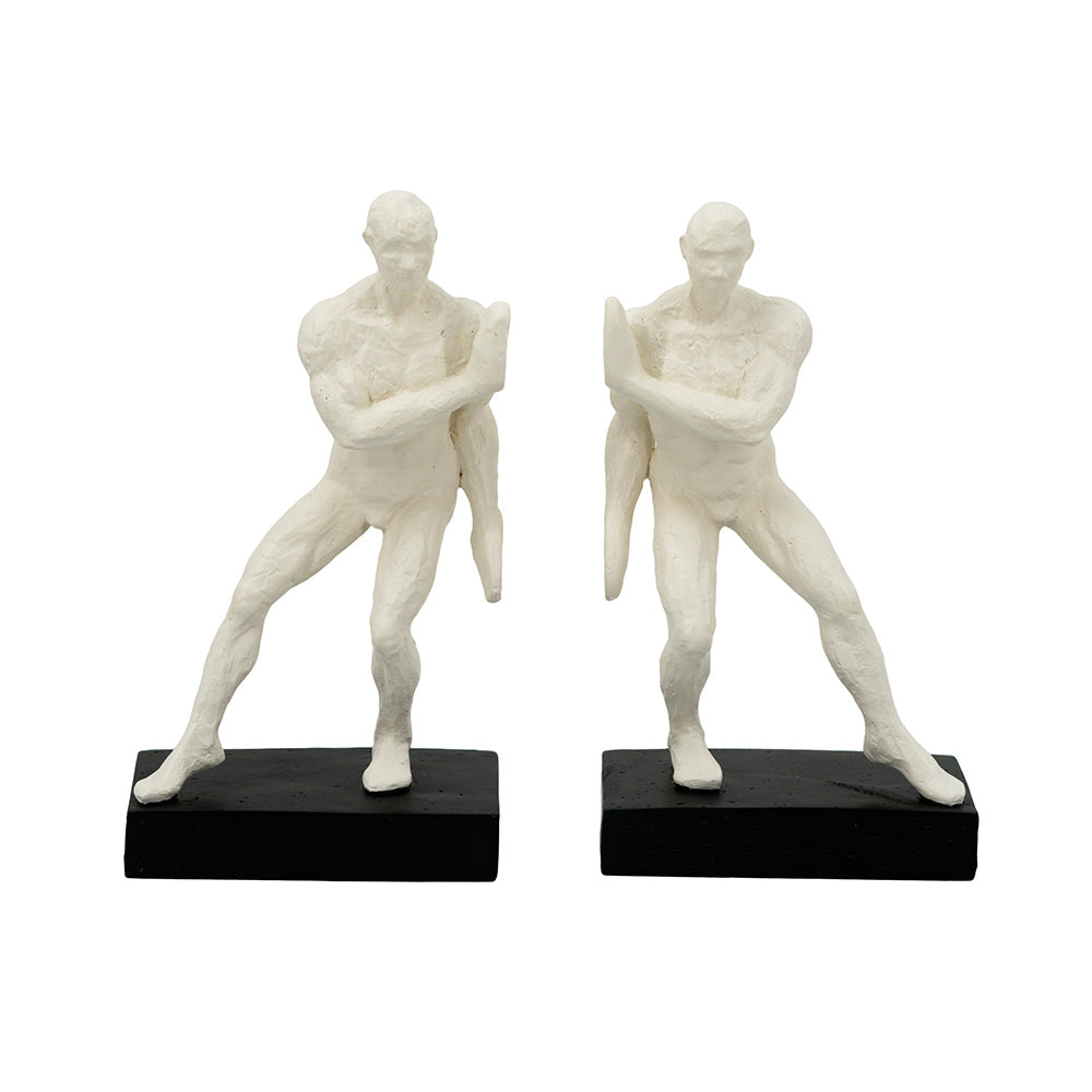 Roman Men Bookends, Set of 2 - White