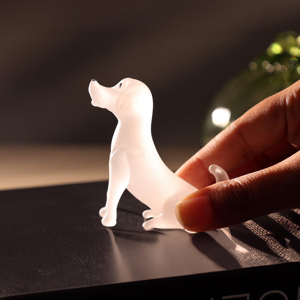 Sitting Dog Mini Glass Accent - Frosted White