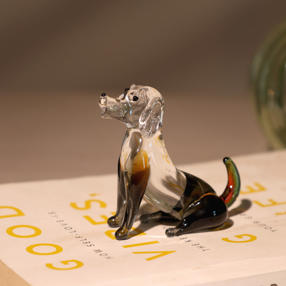 Sitting Dog Mini Glass Accent - Monochrome