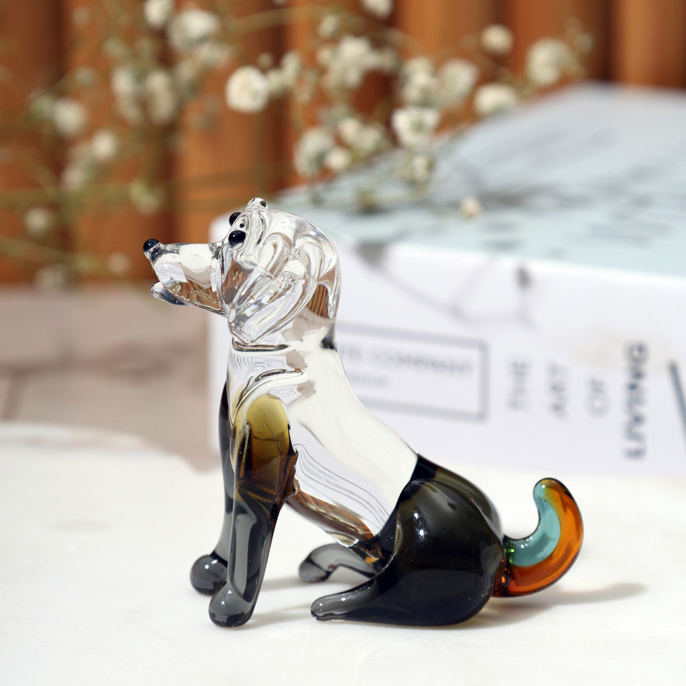 Sitting Dog Mini Glass Accent - Monochrome