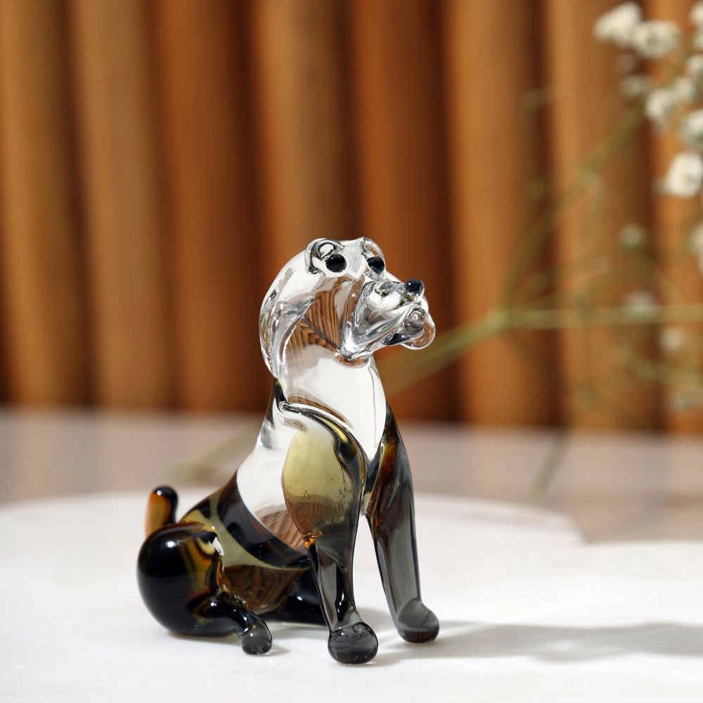 Sitting Dog Mini Glass Accent - Monochrome