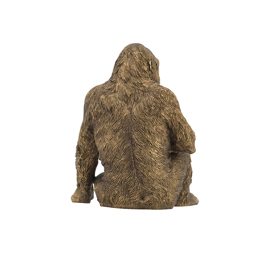 Sitting Gorilla Sculpture Medium - Dull Gold