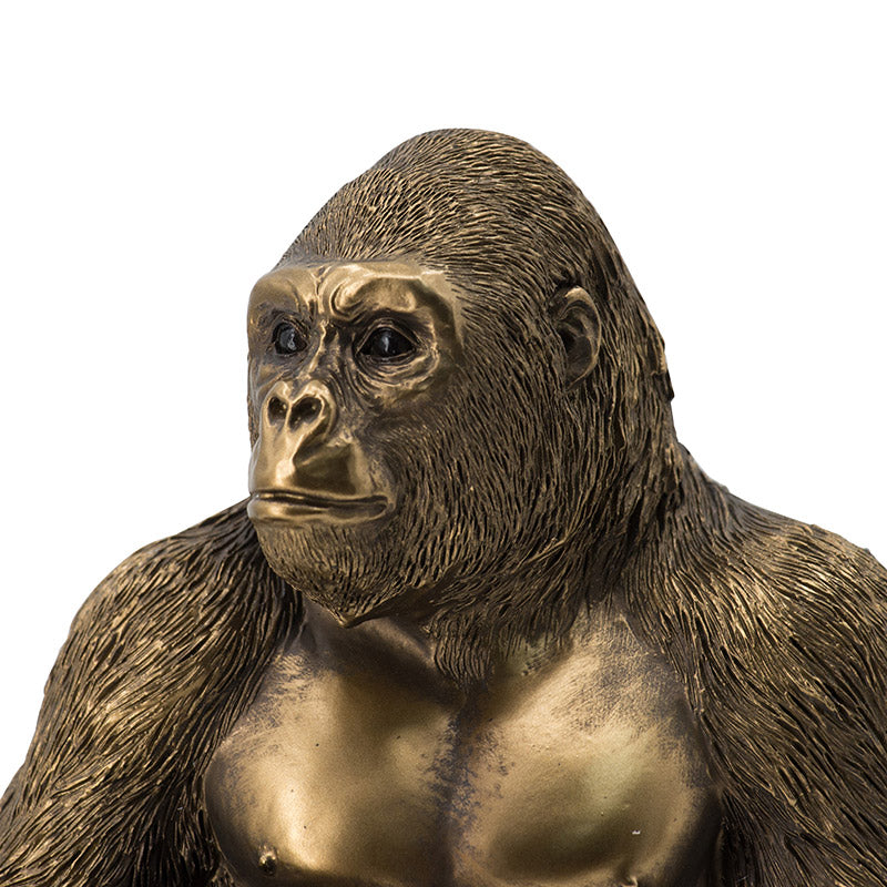 Sitting Gorilla Sculpture Medium - Dull Gold