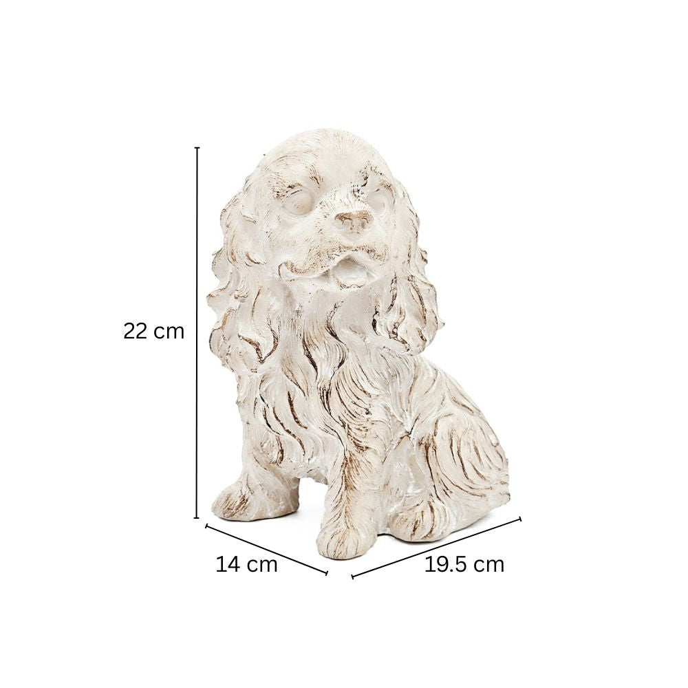 Sitting Spaniel Concrete Sculpture Medium - Vintage White