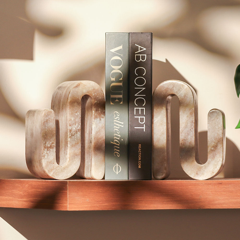 Skye Marble Bookends, Set of 2 - Cloudy Grey