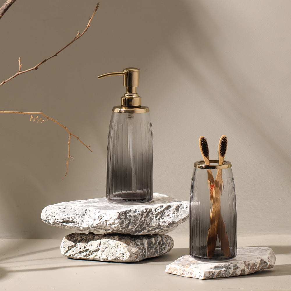 Skylar Glass Soap Dispenser - Smoke Gold