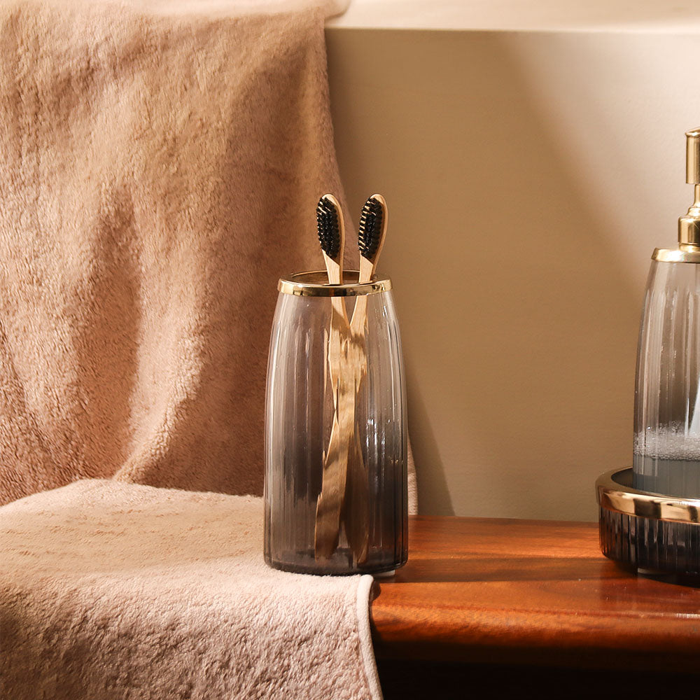 Skylar Glass Toothbrush Tumbler - Smoke Gold