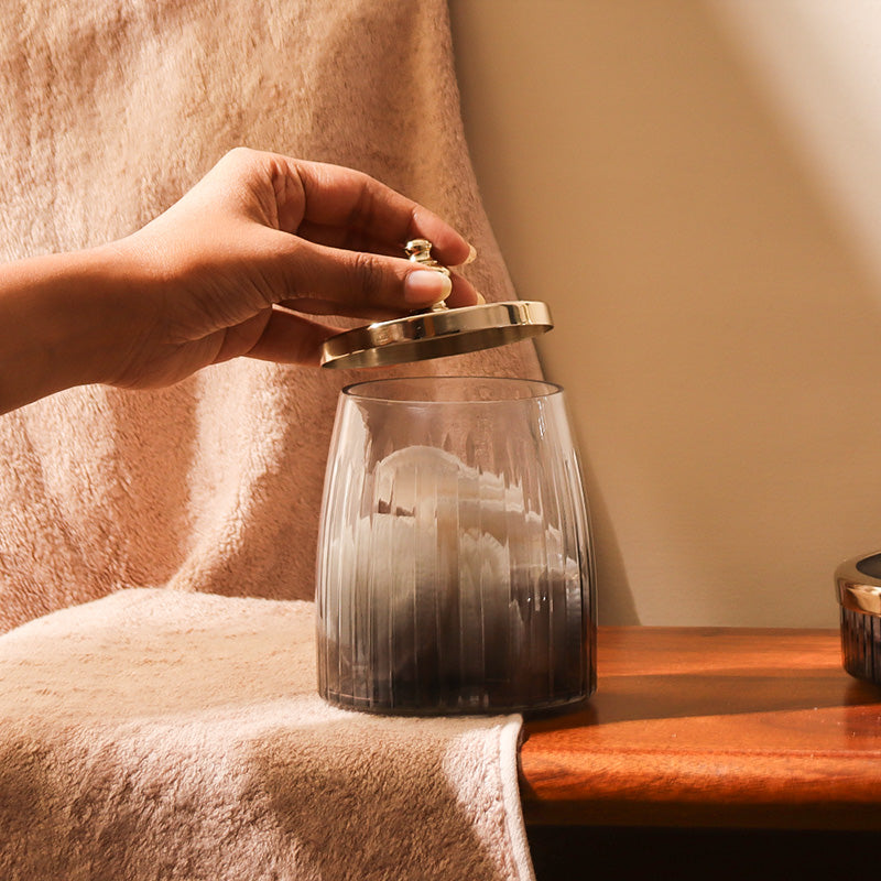 Skylar Glass Storage Jar - Smoke Gold