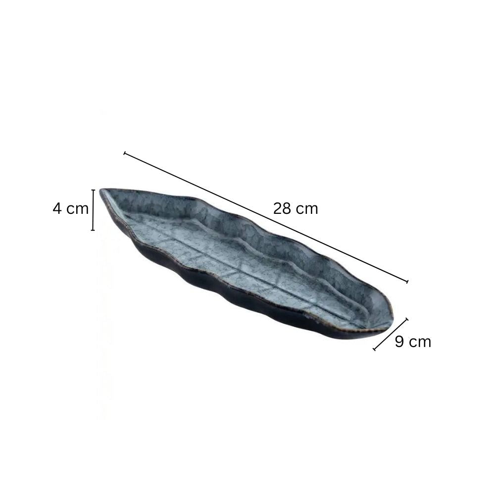 Slim Leaf Ceramic Platter - Cool Grey