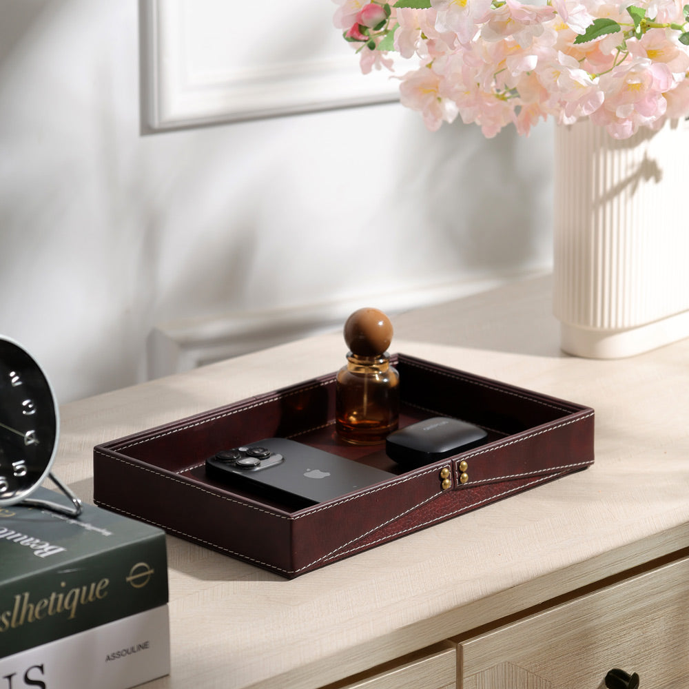 Ophelia Studded Valet Tray - Burgundy