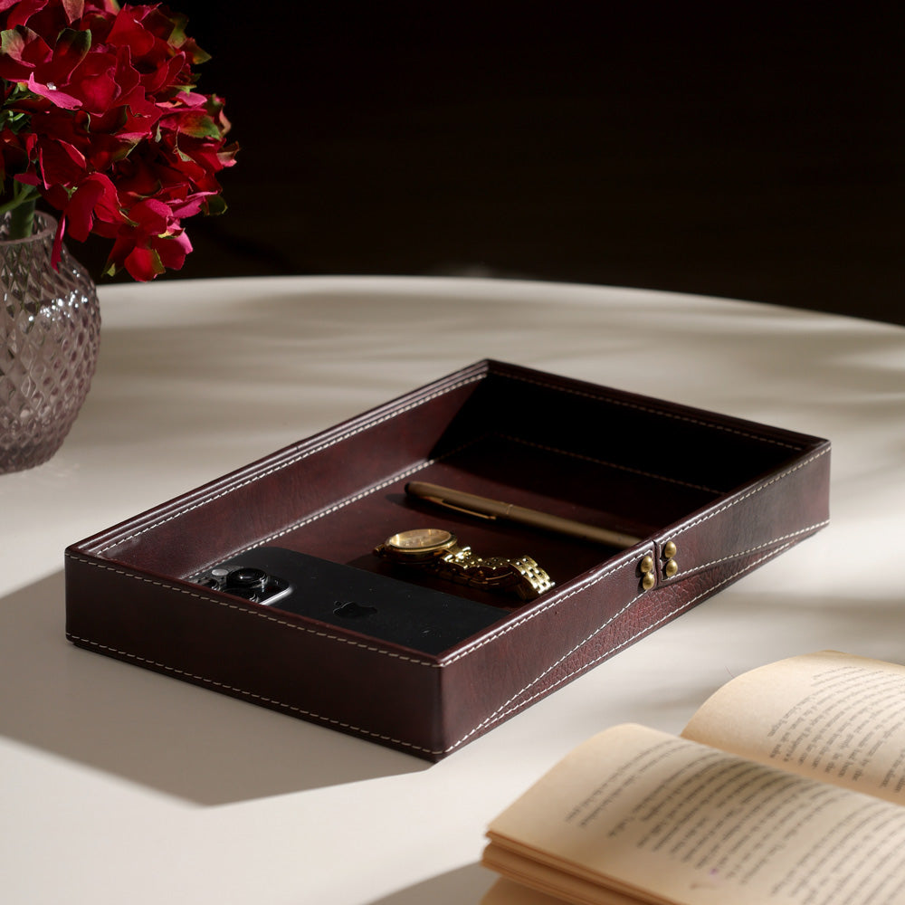 Ophelia Studded Valet Tray - Burgundy