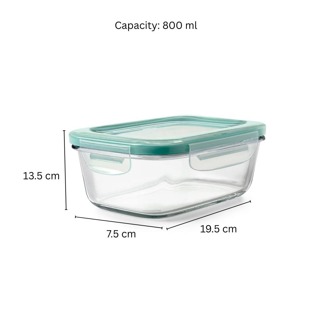 Smart Seal Rectangular Glass Container - 800ml