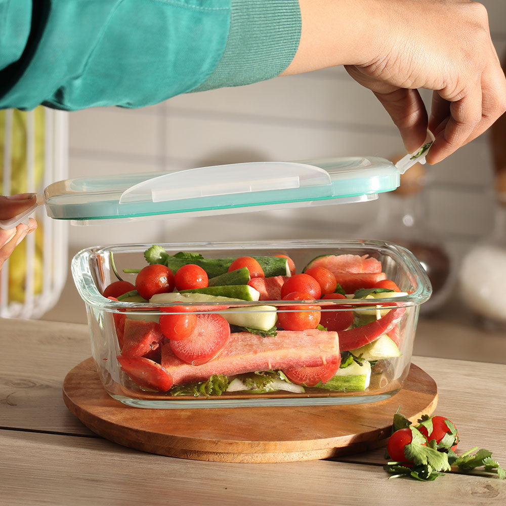 Smart Seal Rectangular Glass Container - 800ml