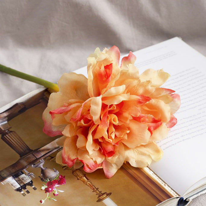 Solange Peony Faux Stem - Pale Orange