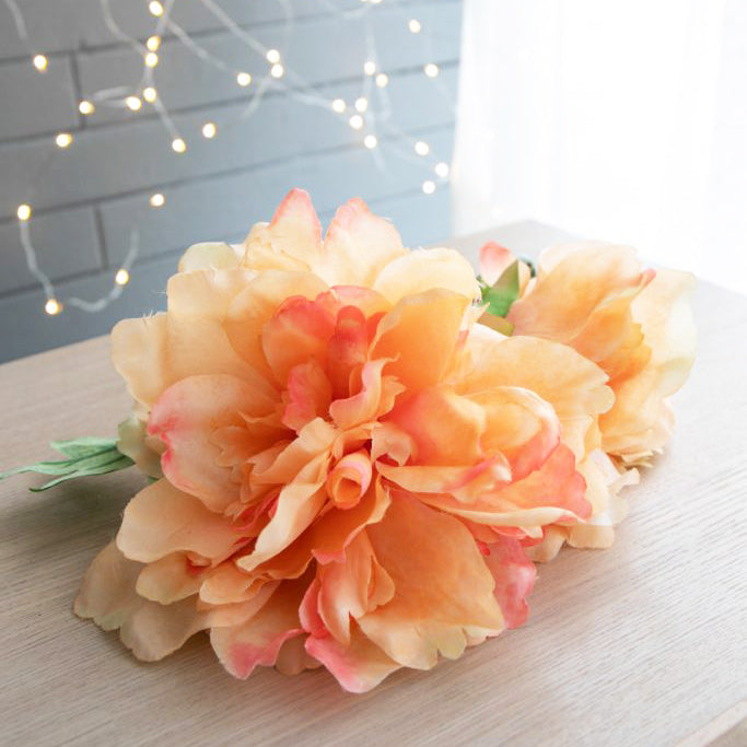 Solange Peony Faux Stem - Pale Orange