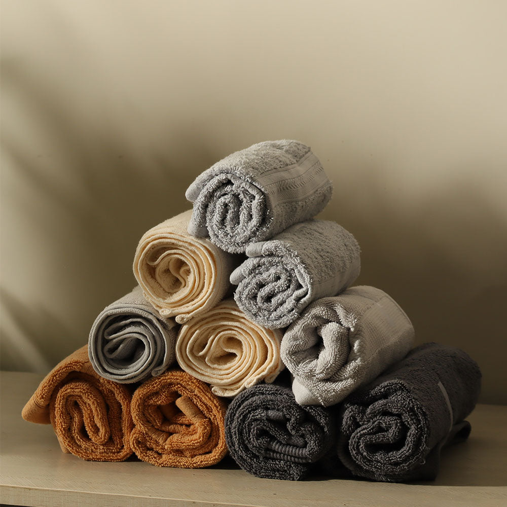 Soleil Cotton Hand Towels, Set of 2 - Peach Orange