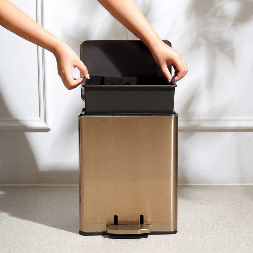 Glint Rectangular Pedal Bin 9L - Bronze