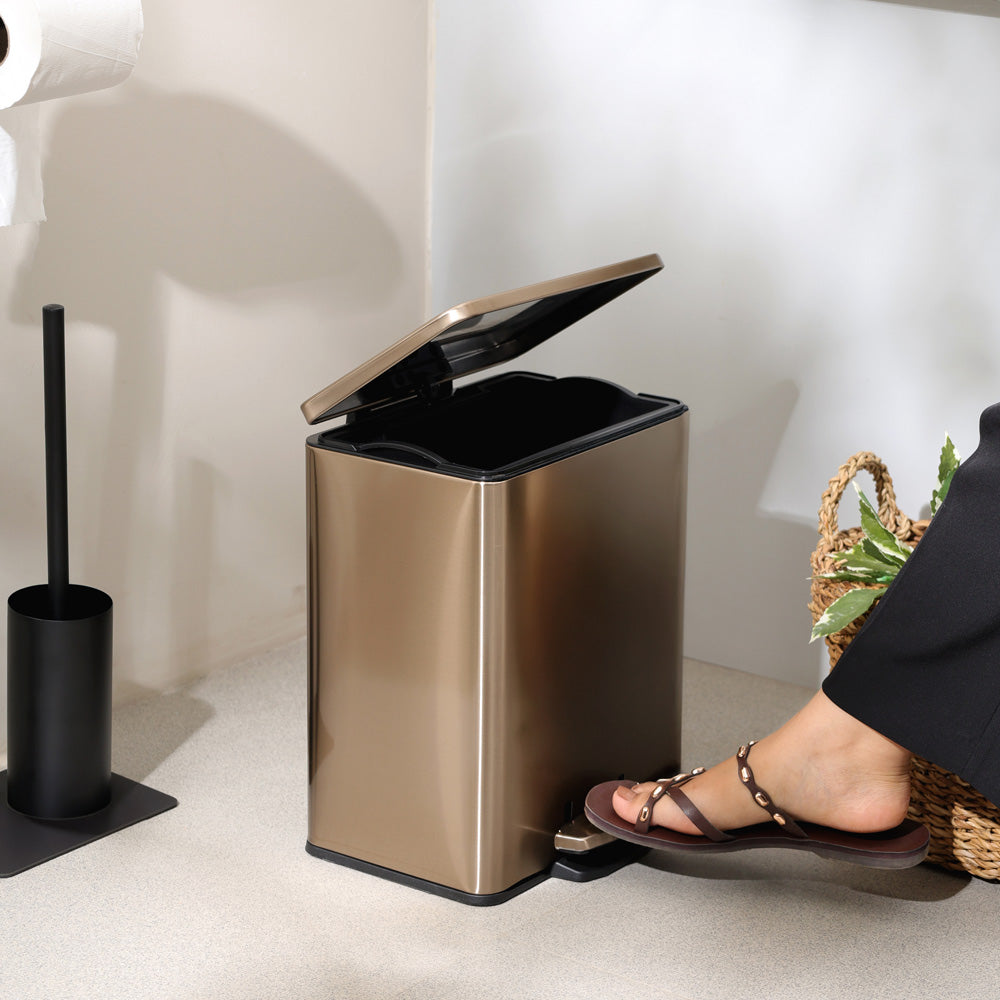 Glint Rectangular Pedal Bin 9L - Bronze