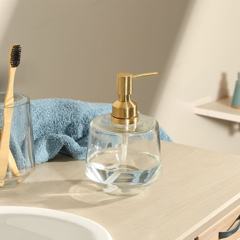 Somerset Glass and Brass Soap Dispenser - Clear Gold