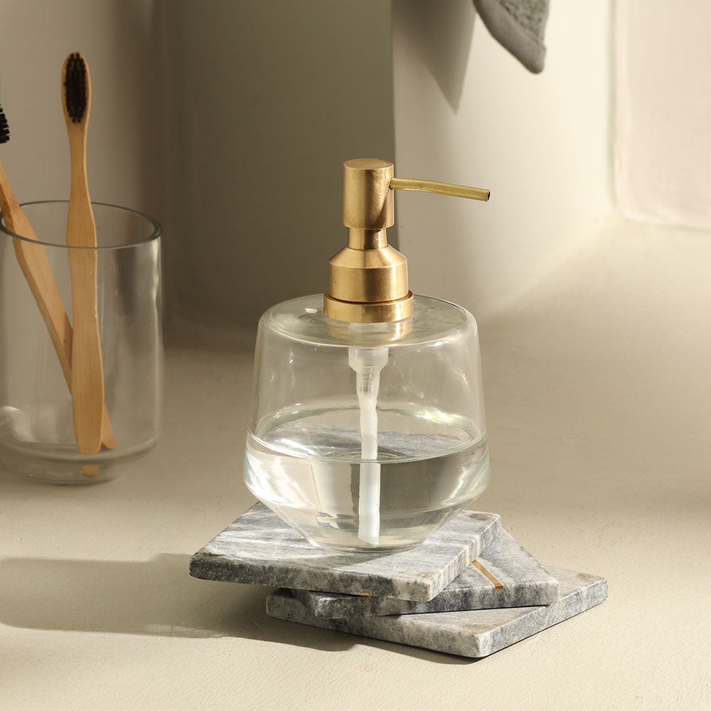 Somerset Glass and Brass Soap Dispenser - Clear Gold