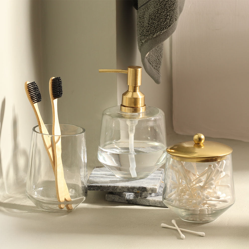 Somerset Glass and Brass Soap Dispenser - Clear Gold
