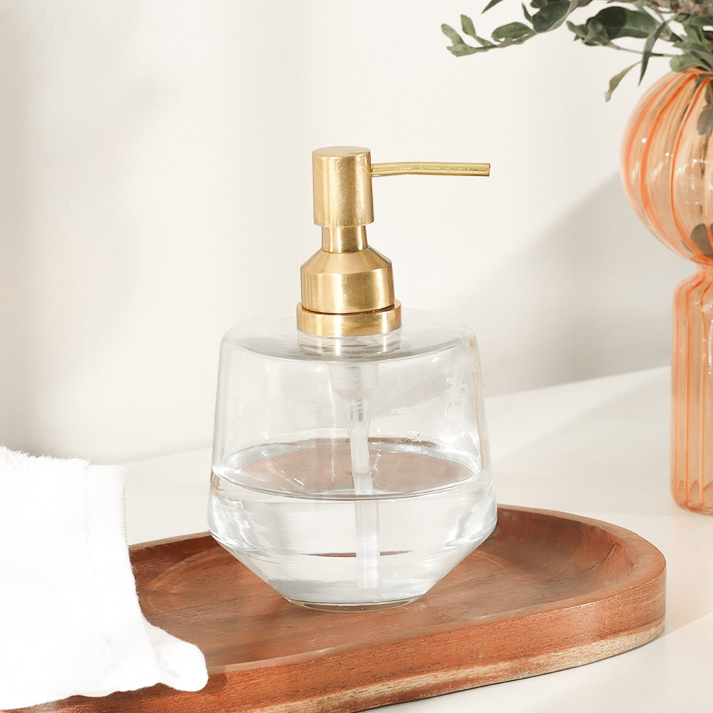 Somerset Glass and Brass Soap Dispenser - Clear Gold