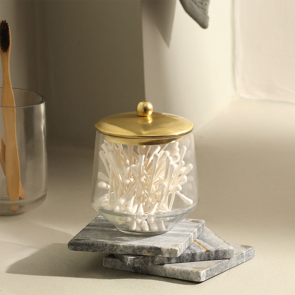 Somerset Glass and Brass Storage Jar - Clear Gold