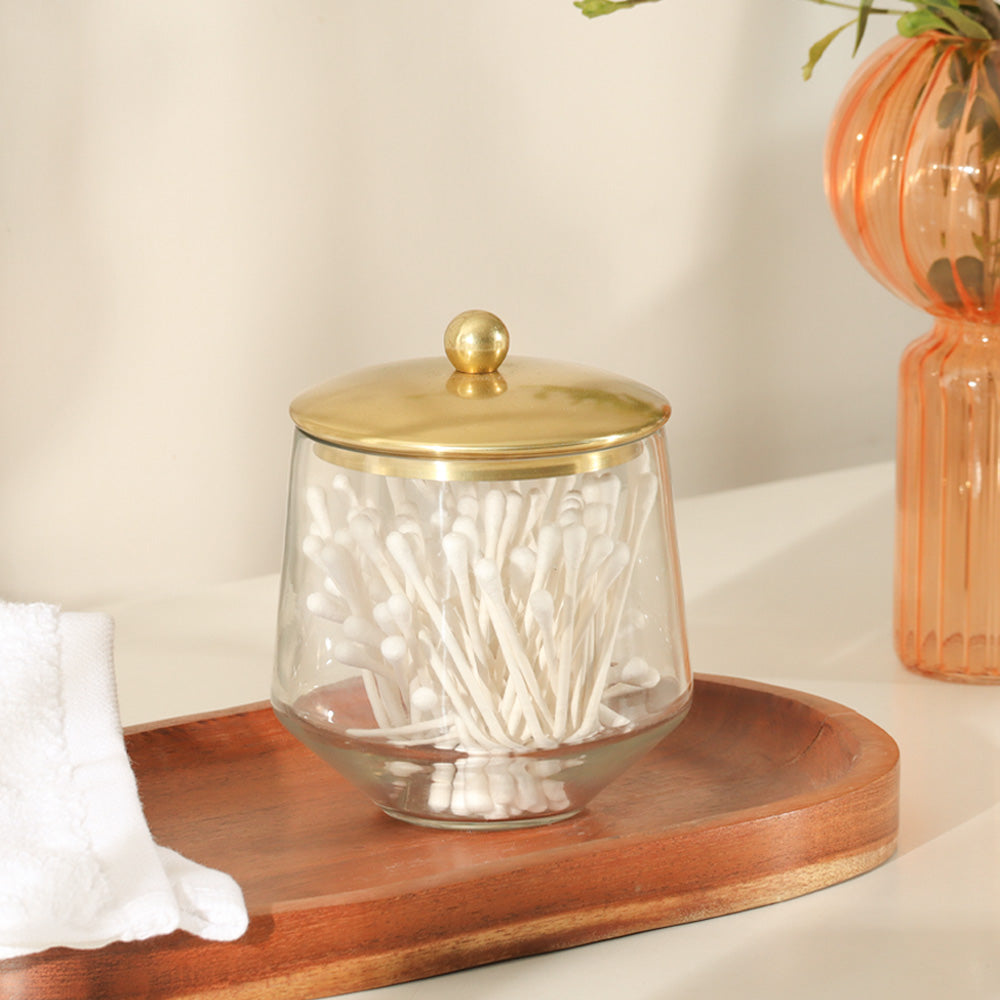 Somerset Glass and Brass Storage Jar - Clear Gold