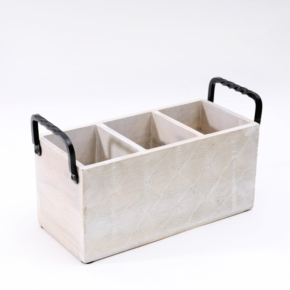 Sonar Rectangular Sectioned Caddy - Aspen White