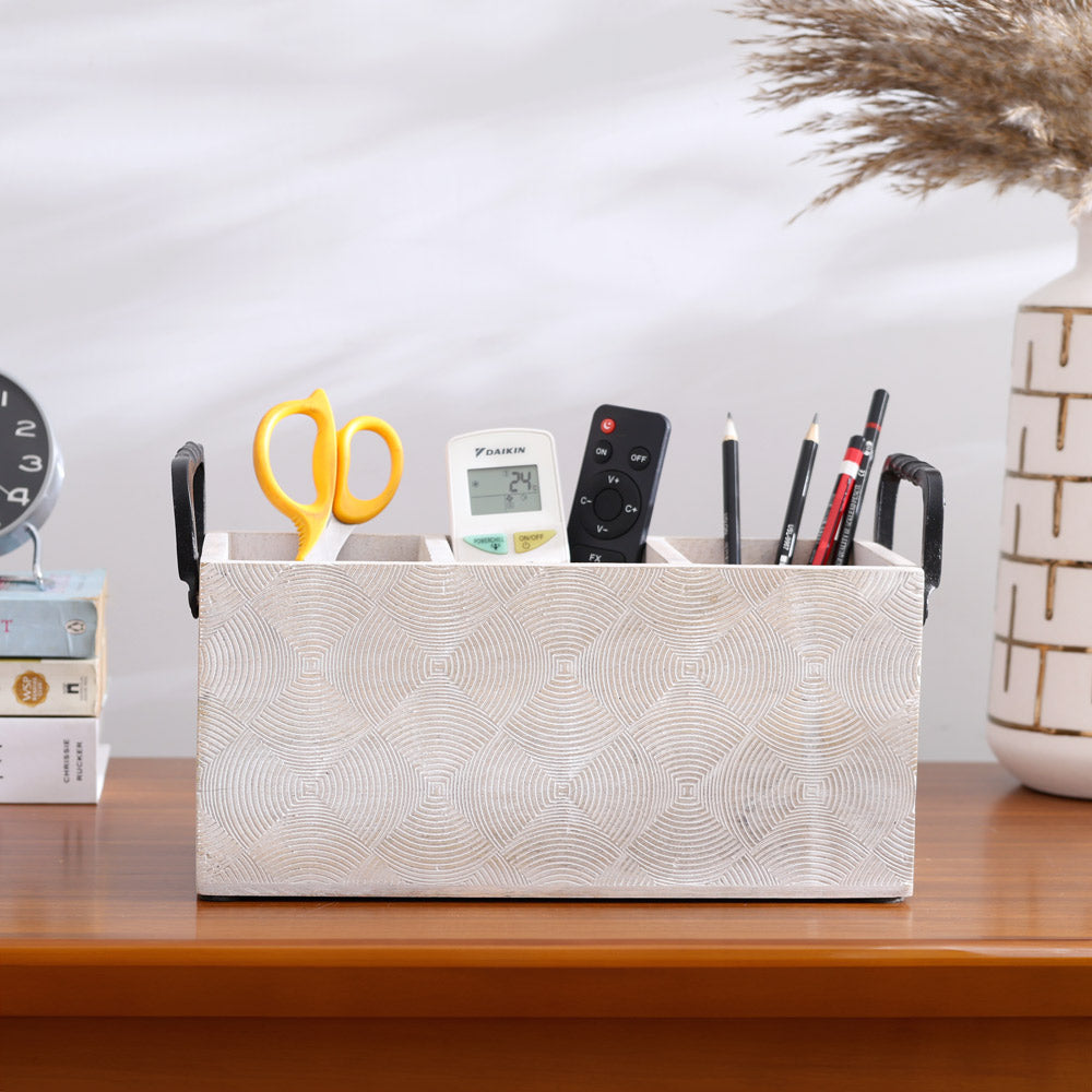 Sonar Rectangular Sectioned Caddy - Aspen White