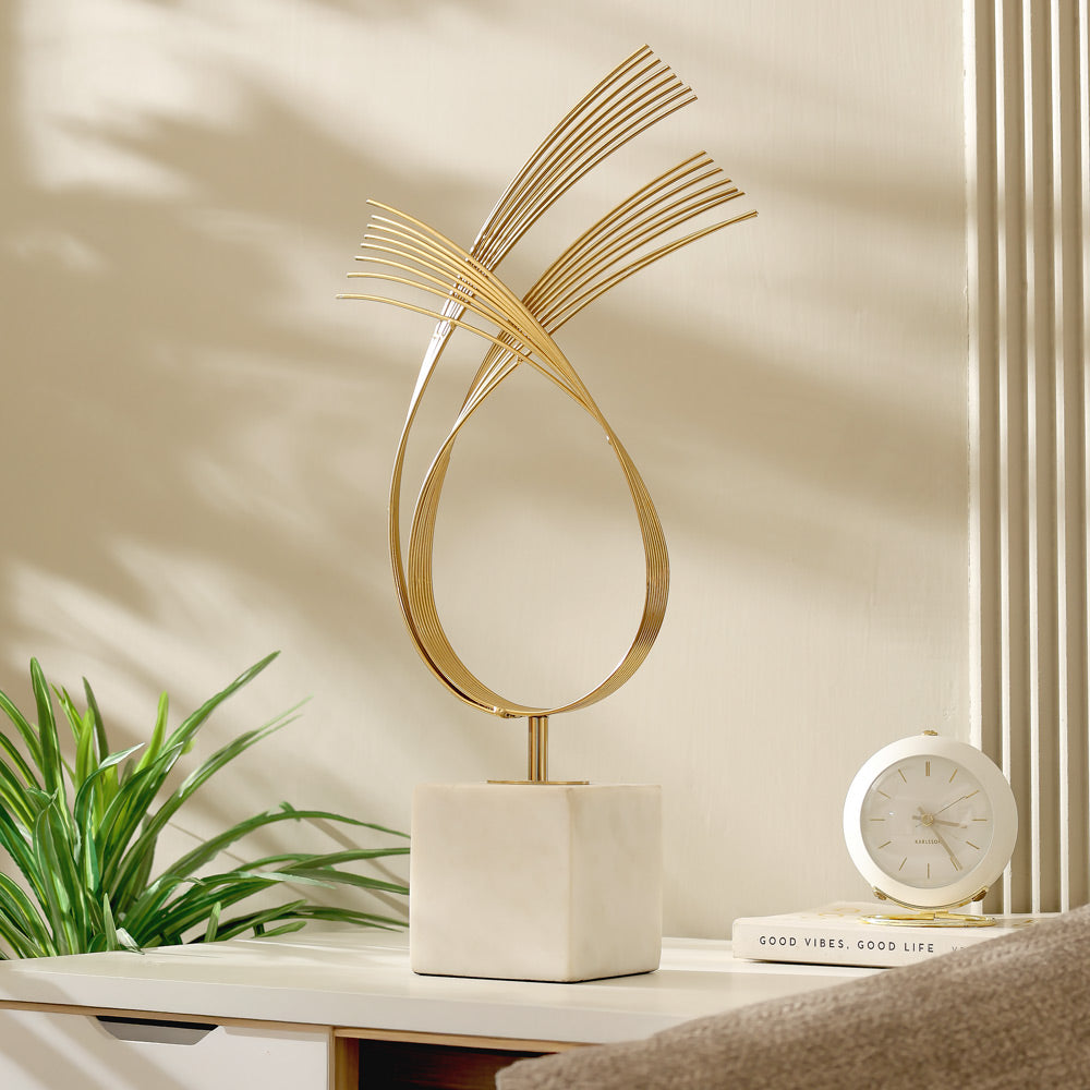 Sonnet Steel & Marble Sculpture Large - Gold White