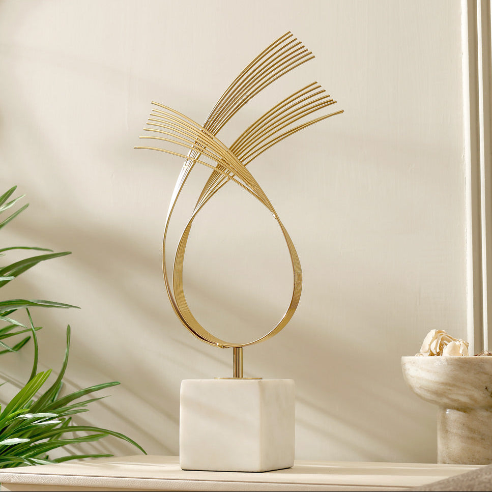 Sonnet Steel & Marble Sculpture Large - Gold White