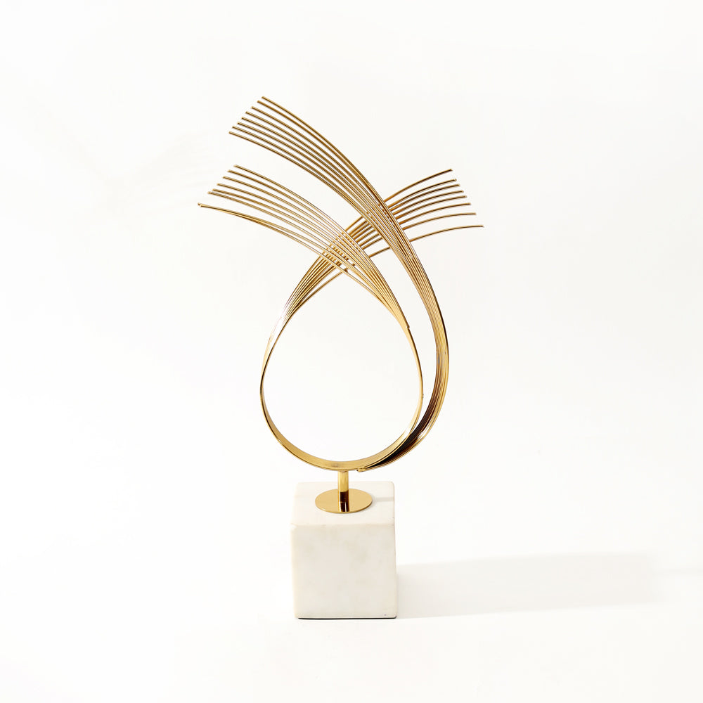 Sonnet Steel & Marble Sculpture Large - Gold White