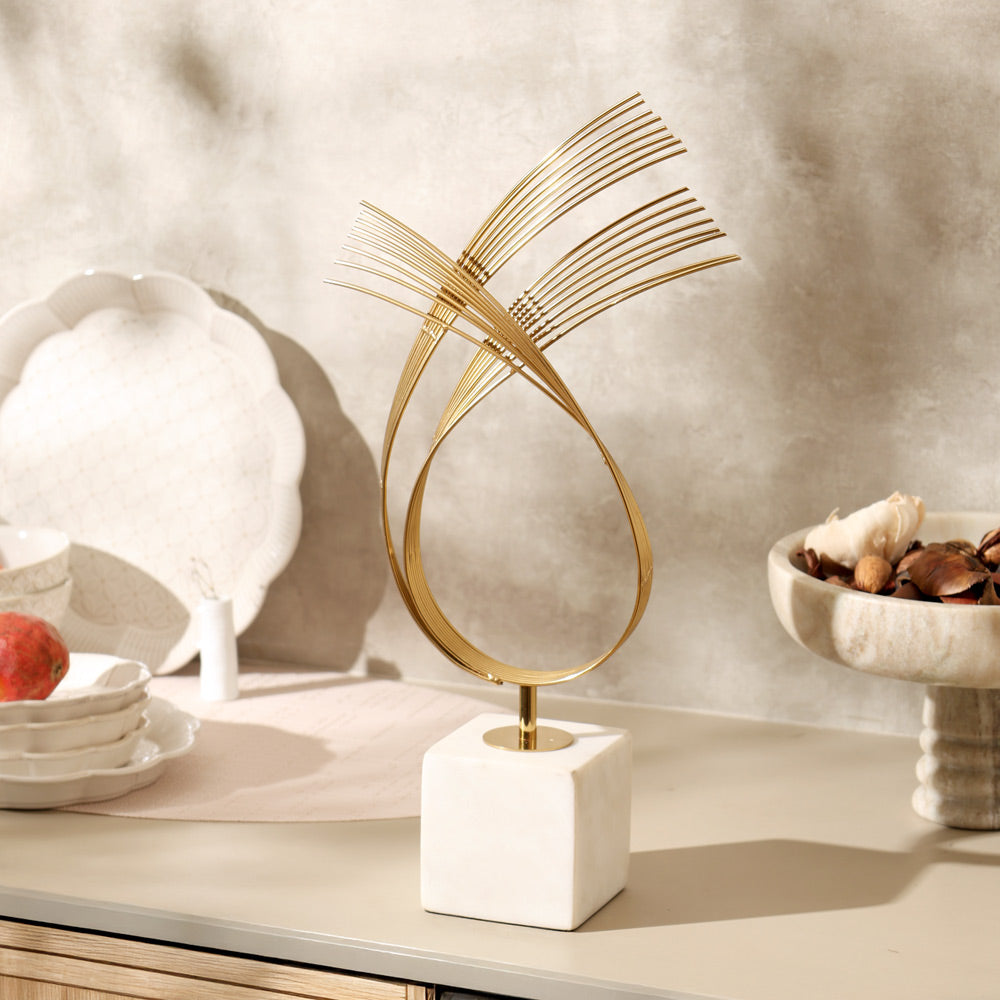 Sonnet Steel & Marble Sculpture Large - Gold White