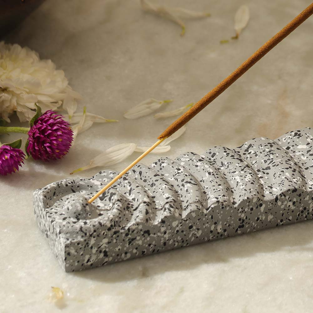 Soothe Concrete Incense Holder - Speckled Grey