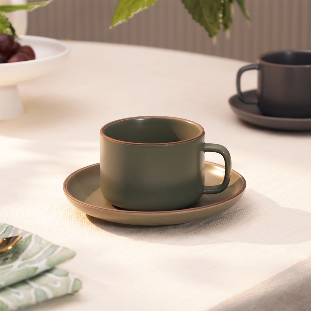 Sorrel Cup and Saucer Set - Leaf Green