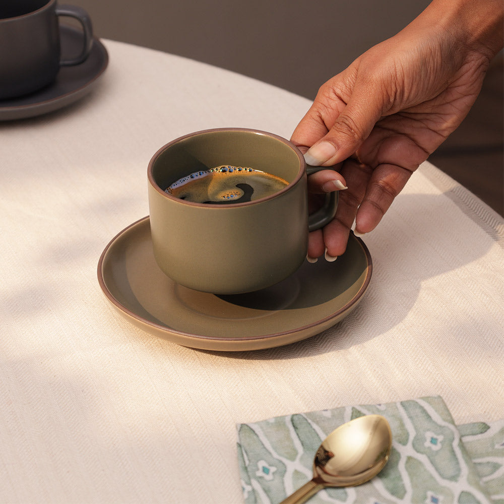 Sorrel Cup and Saucer Set - Leaf Green