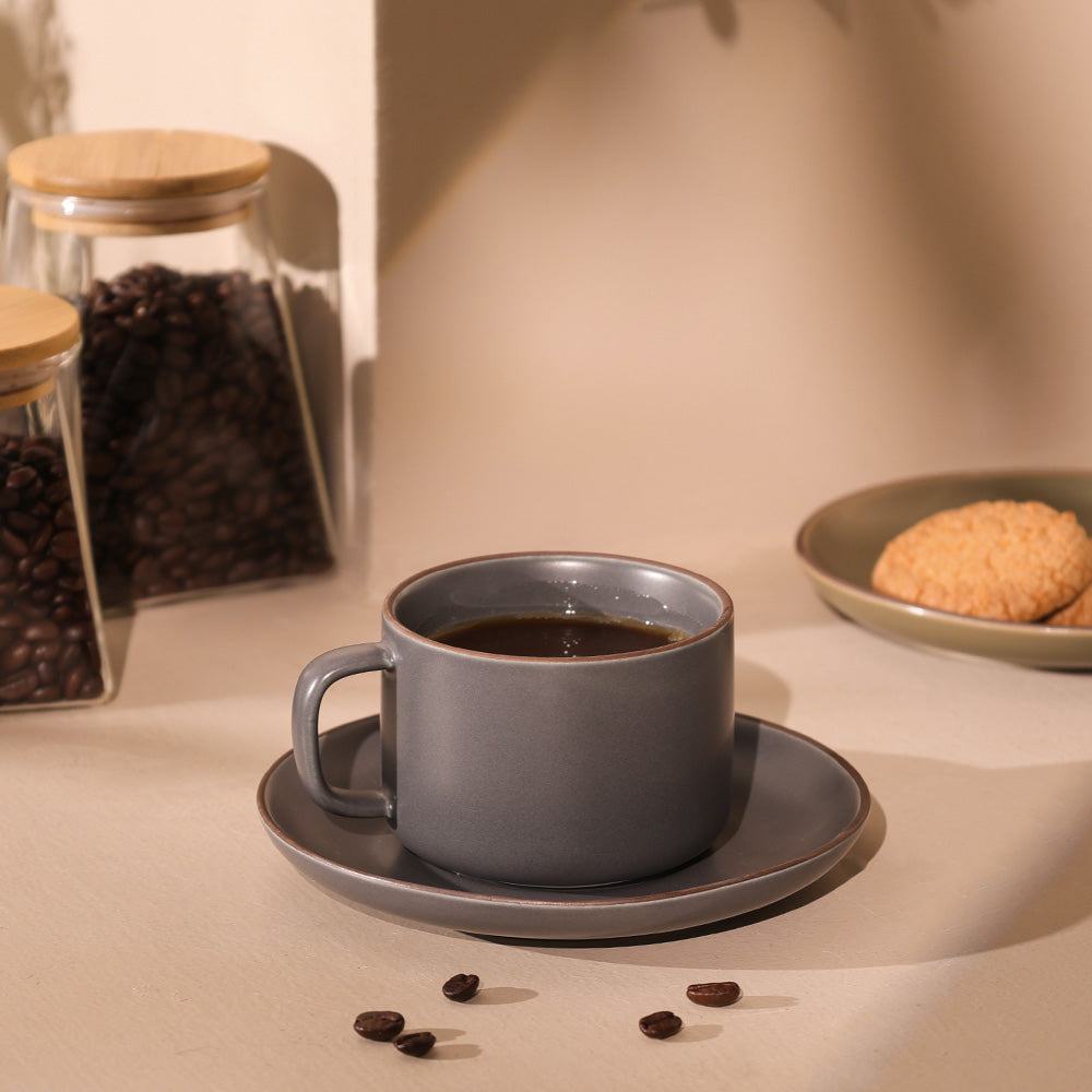 Sorrel Cup and Saucer Set - Slate Grey